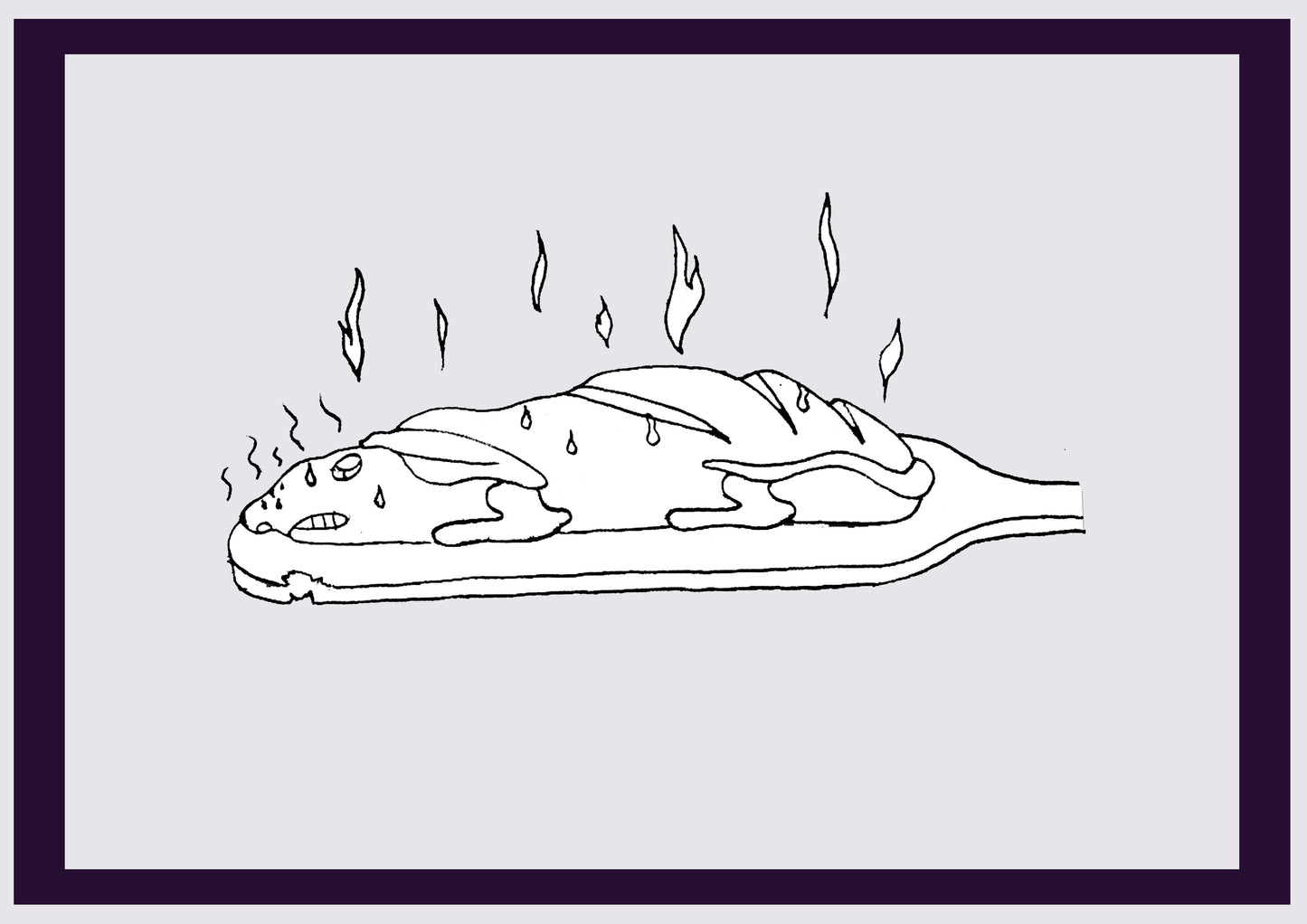 PAIN CHAUD. Imprimer. Édition ouverte. Premiers dessins de l'artiste. Redimensionné numériquement. (Réf.Og. SOR093V01. Premiers dessins. Stylo sur papier)