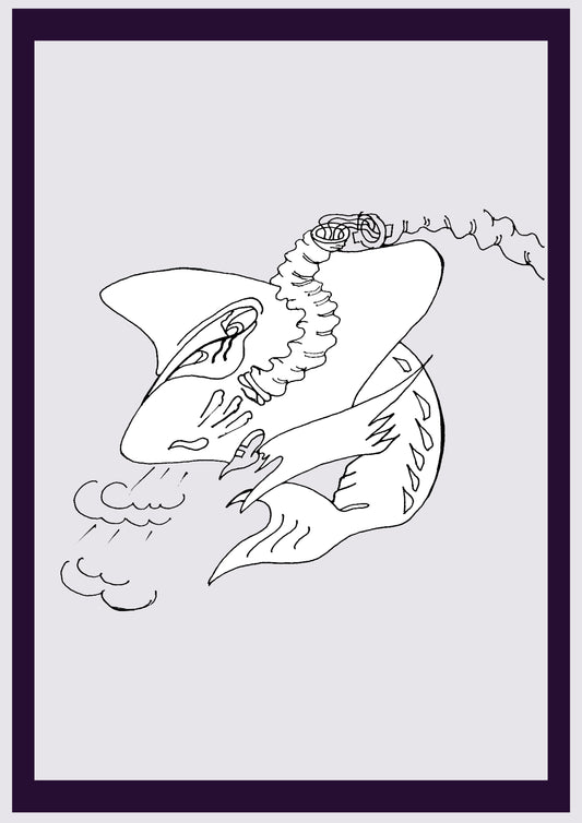 NO SHARK. Print. Open edition. Artist's first drawings. Digitally resized. (Ref.Og. SOR153V01. First Drawings. Pen-on-paper)
