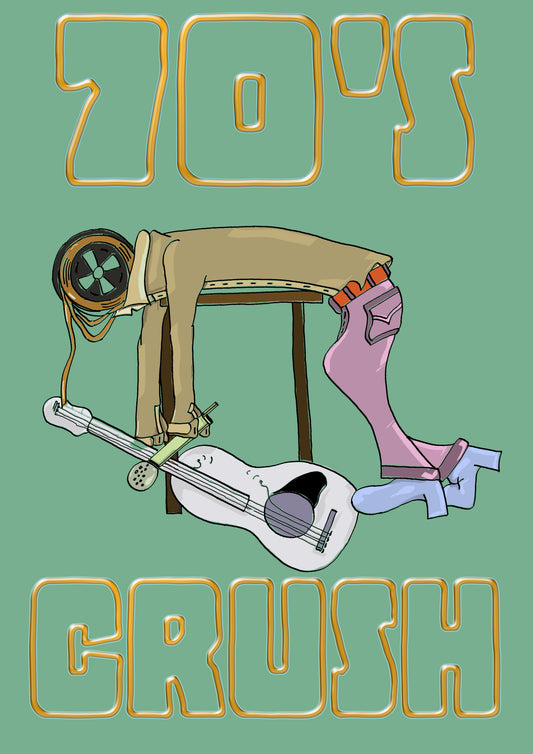 COUP DE CŒUR DES ANNÉES 70. Imprimer. Édition ouverte. Affiche. (Réf.Og. SOR001V01. Premiers dessins. Stylo sur papier)